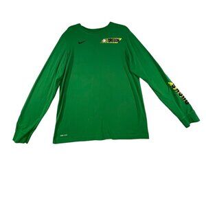 Nike Mens Large Green Oregon Ducks 2-Hit Performance Long Sleeve T-Shirt